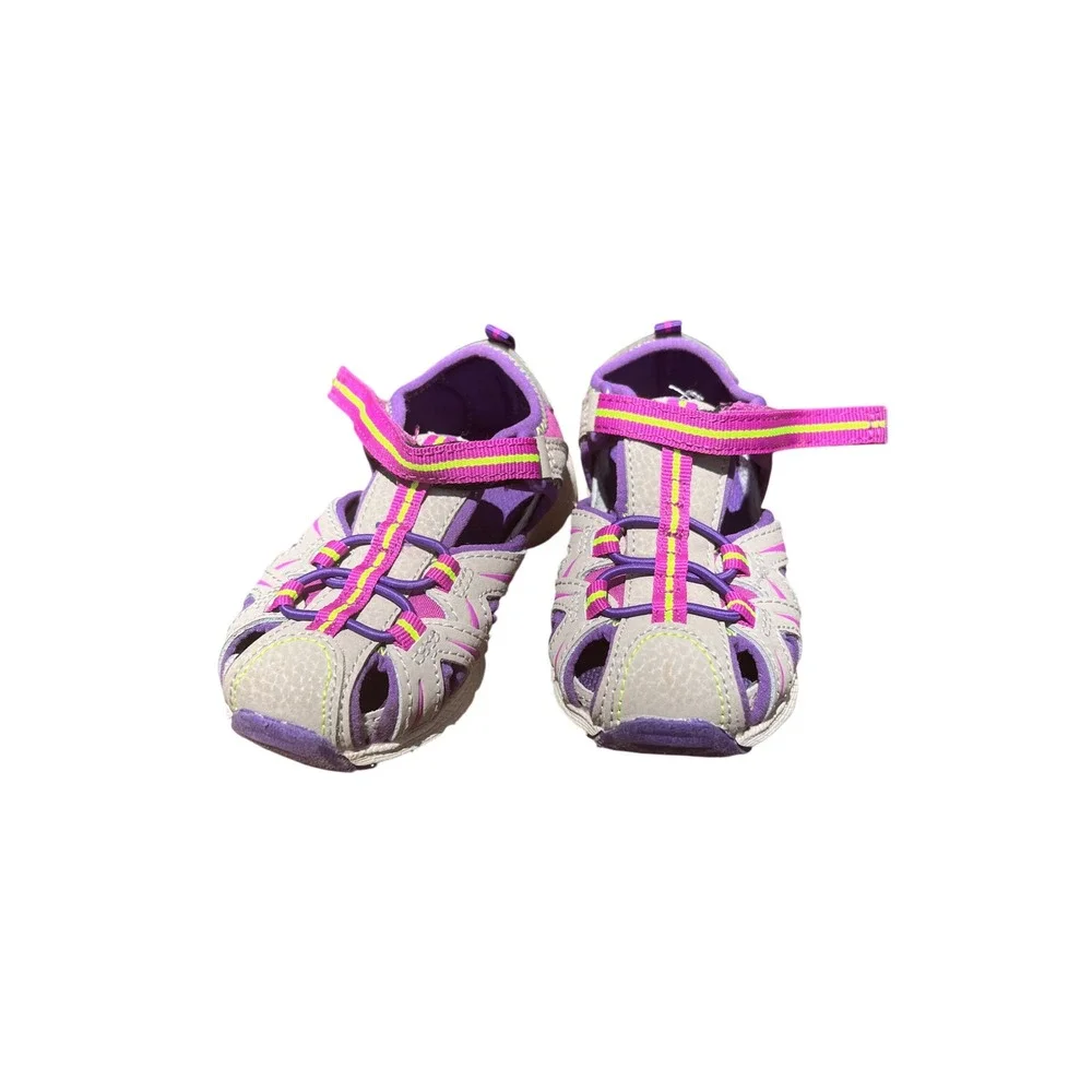 Merrell Hydro Kids Sport Sandals Grey Purple Neon Lime Green ML164504 Size 7W